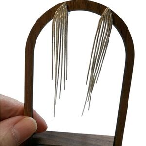 Silver Waterfall Fringe Earrings - Statement Dangle Chain Earrings